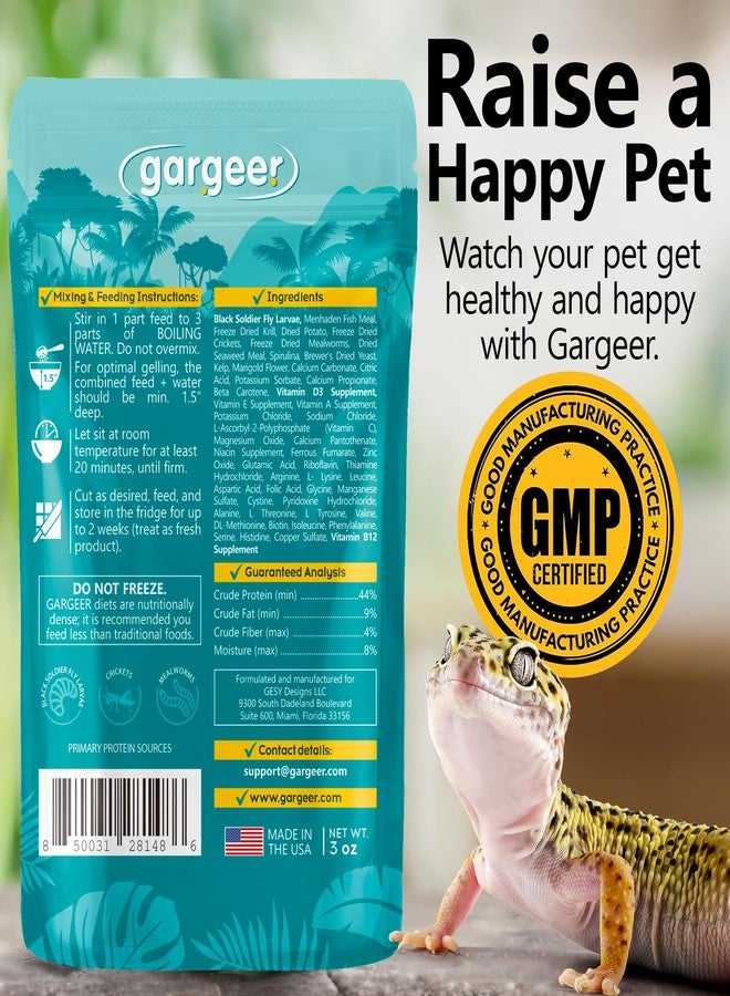 Gargeer طعام غارغير ليوبارد جيكو 3 أونصة. نظام غذائي كامل على شكل جل مناسب للصغار والكبار. صنع بفخر في الولايات المتحدة الأمريكية، باستخدام مكونات ممتازة، تركيبة غنية ومغذية. استمتع! - Image 2